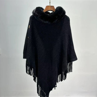 Capa Tejida con Cuello de Piel Sintética - Elegancia y Calidez - Image 3