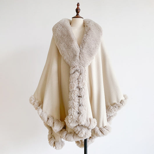 Capa Poncho Oversize con Cuello de Pelaje Irregular - Image 23