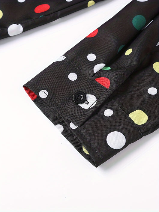 Camisa Manga Larga con Lunares para Hombres y Adolescentes - Image 4