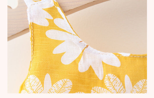 Vestido Camiseta Estampado Treasure con Tirantes y Moño - Versión Coreana - Image 12