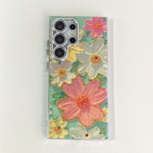 Funda para Celular con Diseño Floral de Diamantes y Protección de Lente - Image 27
