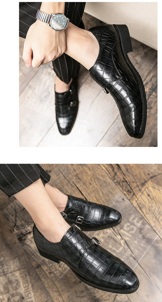 Zapatos de Cuero para Hombre Estilo Británico con Punta Cuadrada y Patrón Grabado - Image 11
