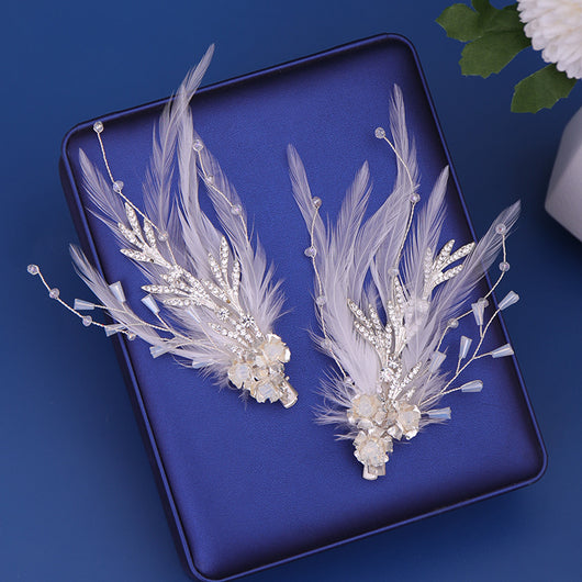 Pinza para Cabello con Plumas y Perlas, Accesorio Artesanal Estilo Hanfu - Image 9