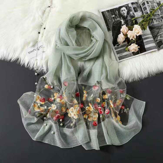 Pañuelo de Seda Bordado Elegante y Versátil para Mujer - Image 4