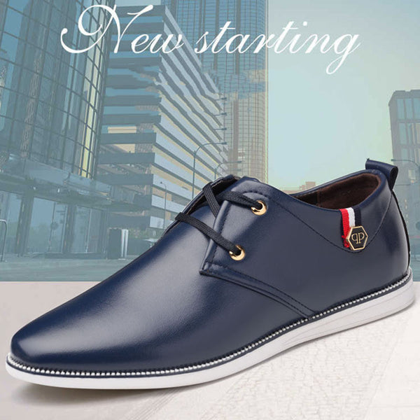 Zapatos de Cuero Transpirable para Hombre con Suela Suave y Refuerzo de Tendón