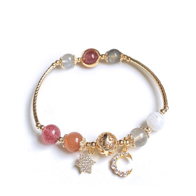 Pulsera de Piedra de Luna y Piedra de Sol con Baño de Oro 14K - Image 3