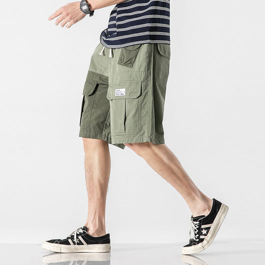 Pantalones Cortos de Diseño Japonés con Costuras Contrastantes y Corte Recto - Image 3