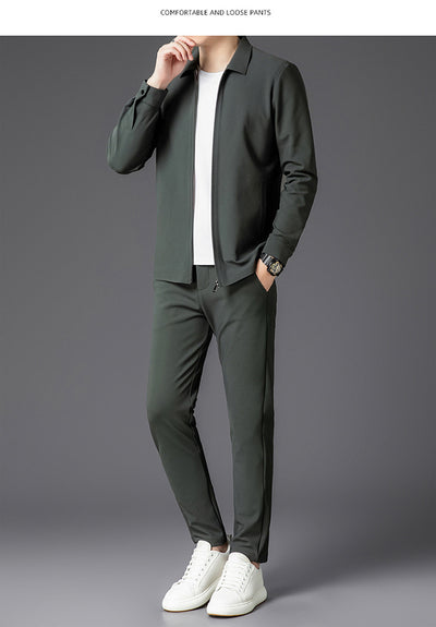 Conjunto de Dos Piezas para Hombre: Cardigan con Cierre y Pantalones Trendy Otoño - Image 16