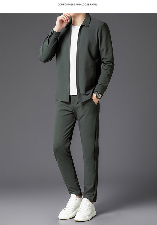Conjunto de Dos Piezas para Hombre: Cardigan con Cierre y Pantalones Trendy Otoño - Image 16
