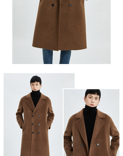 Abrigo Reversible de Cashmere Largo Hasta la Rodilla para Hombre - Otoño e Invierno - Image 9
