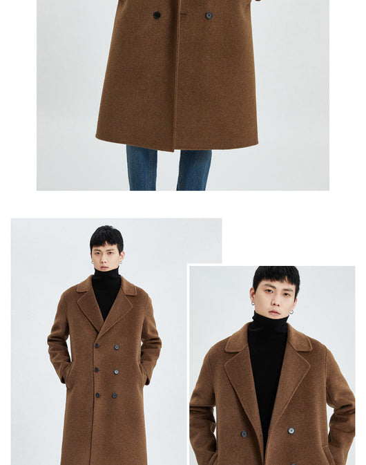 Abrigo Reversible de Cashmere Largo Hasta la Rodilla para Hombre - Otoño e Invierno - Image 9