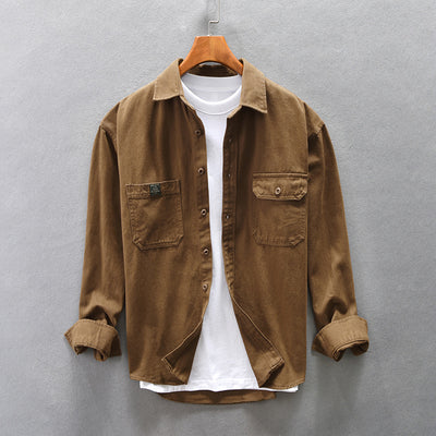Camisa Suelta Amekaji de Algodón para Hombre con Hombros Relajados