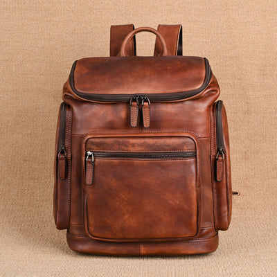 Mochila de Cuero Genuino Doble Capa para Hombre - Ideal para Viajes y Aventuras - Image 13