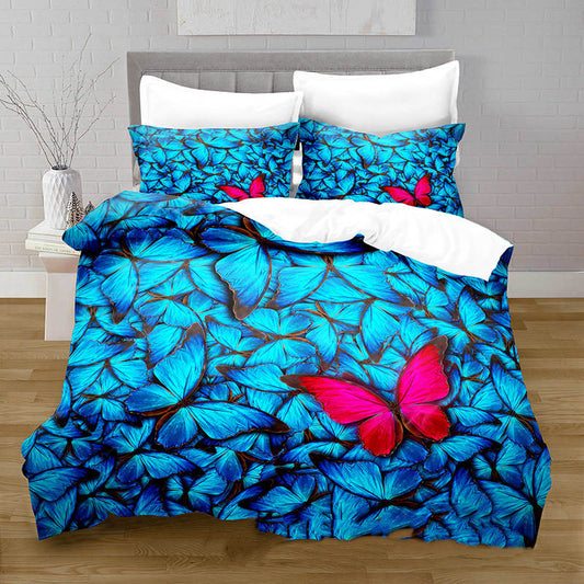 Juego de Ropa de Cama Funda Nórdica Estampado Mariposas Impresión 3D Digital Tela Cepillada