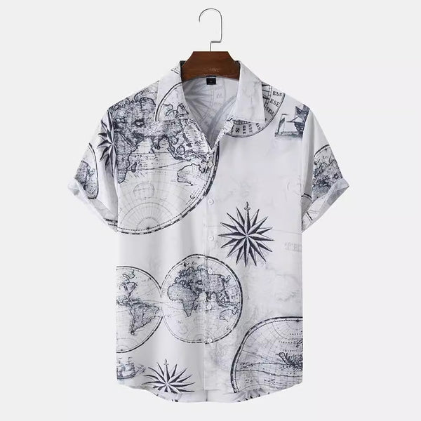 Camisa Hawaiana Estampada Casual para Hombre - Perfecta para Vacaciones