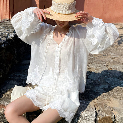 Blusa Diseñadora de Manga Larga Estilo Francia Meridional - Image 3
