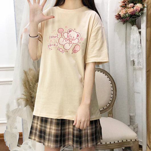 Playera de Algodón Talla Grande para Mujer, Cuello Redondo y Manga Corta - Image 3