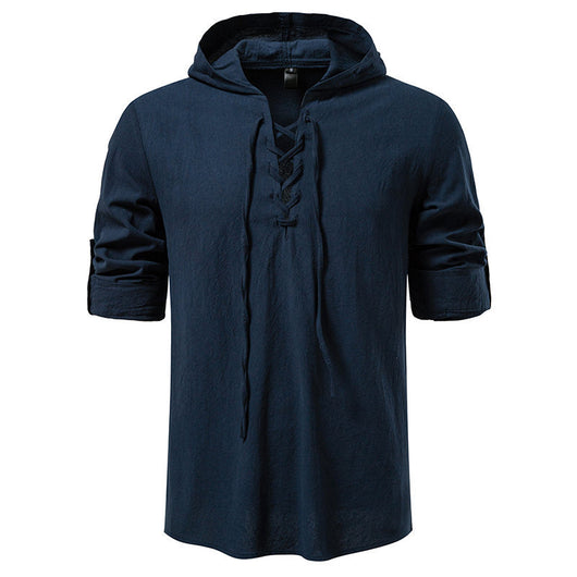 Camisa Pirata Medieval de Algodón y Lino con Cordón para Hombre - Image 17