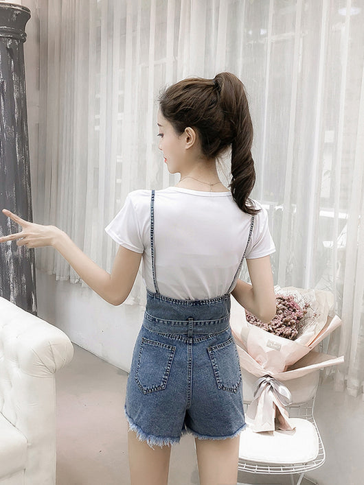 Jumpsuit Vaquera con Tirantes y Shorts Altos - Image 9