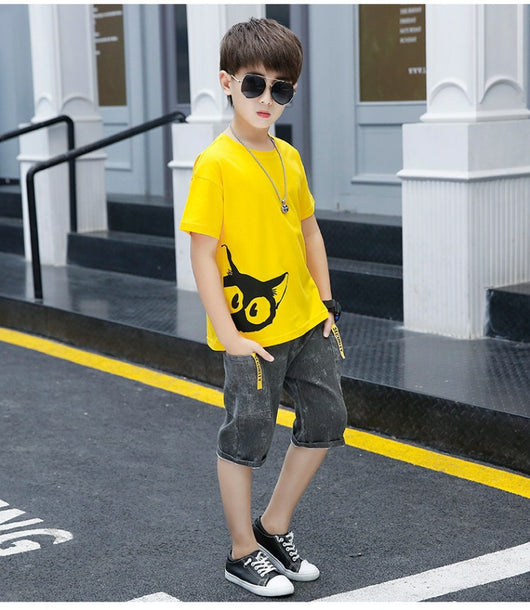 Conjunto de Shorts y Playera para Niño con Diseño de Gato - Verano - Image 15