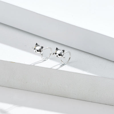 Aretes de Plata Esterlina con Diseño de Gatos Adorables Europeos y Americanos - Image 9