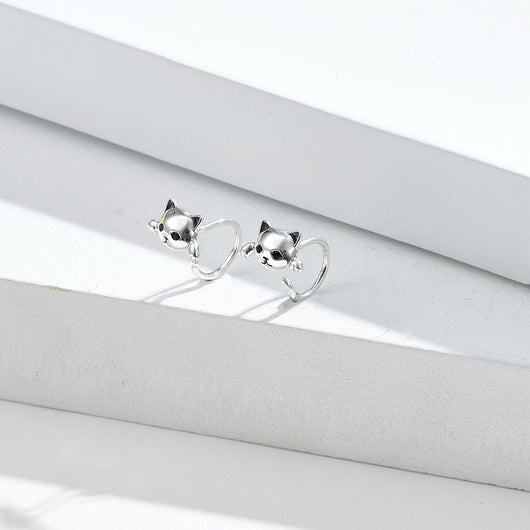 Aretes de Plata Esterlina con Diseño de Gatos Adorables Europeos y Americanos - Image 9
