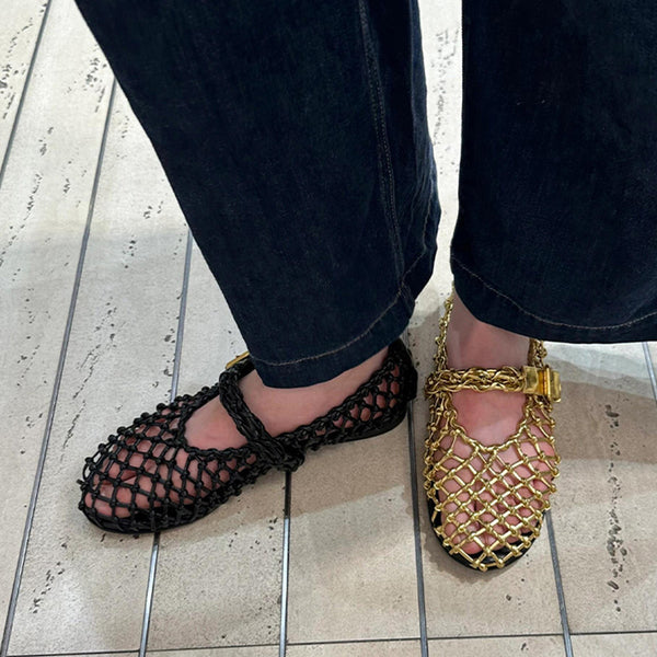 Zapatos Mary Jane Tejidos con Diseño Hueco - Comodidad y Estilo