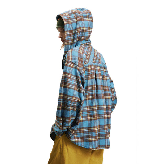 Camisa Cuadros Suelta con Capucha - Cardigan Retro Casual Europeo - Image 3