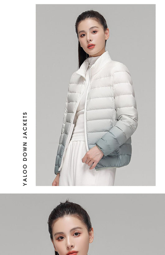 Chaqueta Acolchada Mujer Degradado Cuello Alto Elegante - Image 7
