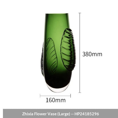 Jarrón de Cristal Verde Esmeralda Estilo Chino para Sala y Comedor - Image 5