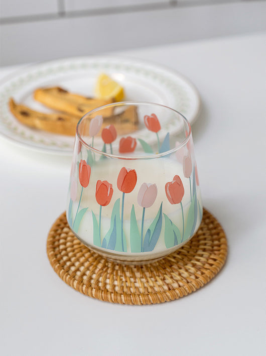 Vaso de Agua en Vidrio con Diseño de Tulipanes - Image 3