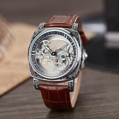 Reloj Mecánico Automático Vintage con Esfera Luminosa y Relieves - Image 4