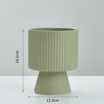 Maceta de Cerámica Nórdica con Diseño de Rayas Creativas - Image 11