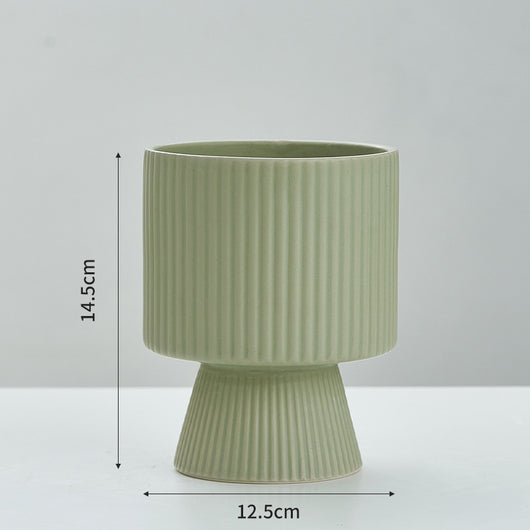 Maceta de Cerámica Nórdica con Diseño de Rayas Creativas - Image 11
