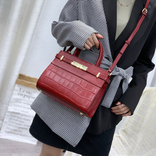 Bolso de Cuero Vacuno con Patrón de Piedra para Mujer - Image 9