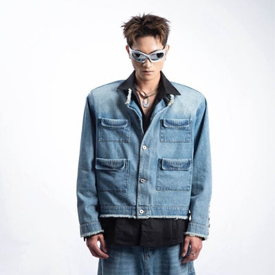 Chaqueta Denim Retro Degradado Estilo Americano para Hombre - Image 3