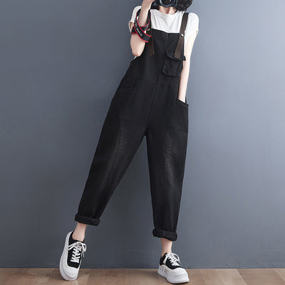 Overol de Mezclilla para Mujer Estilo Retro Casual Holgado con Tirantes - Image 4