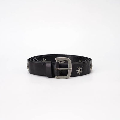 Cinturón Retro Negro de Metal con Estrella DIY - Estilo Vintage Distressed para Hombre - Image 5