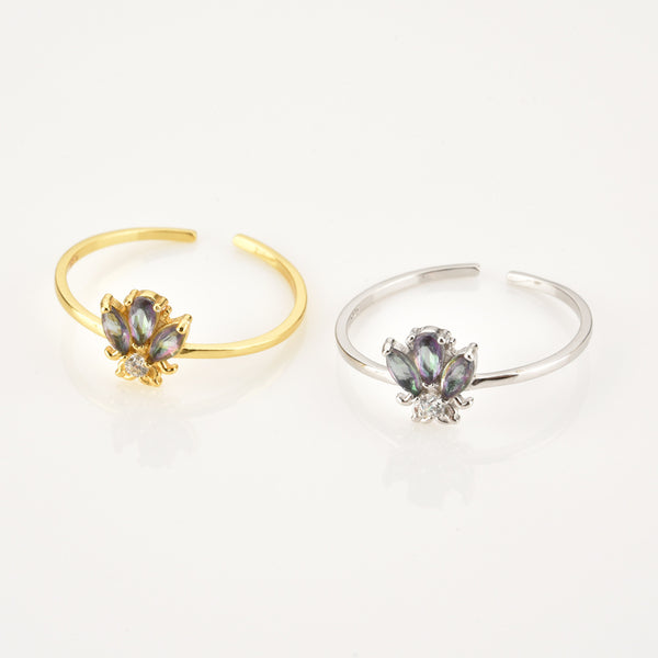 Anillo Ajustable de Plata Esterlina con Diseño de Colmena de Abeja