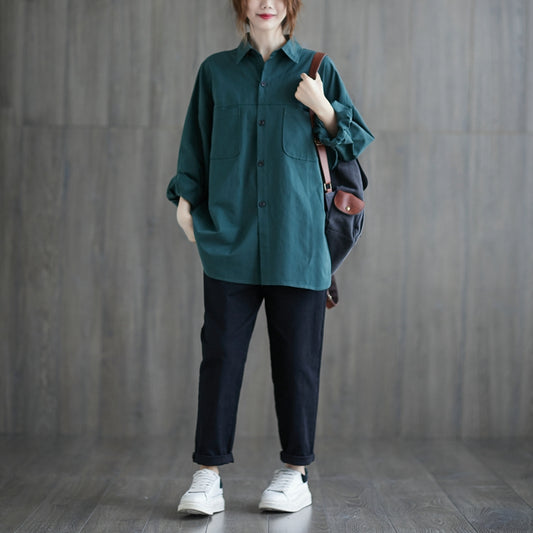 Chaqueta Camisera Manga Larga Talla Grande para Mujer