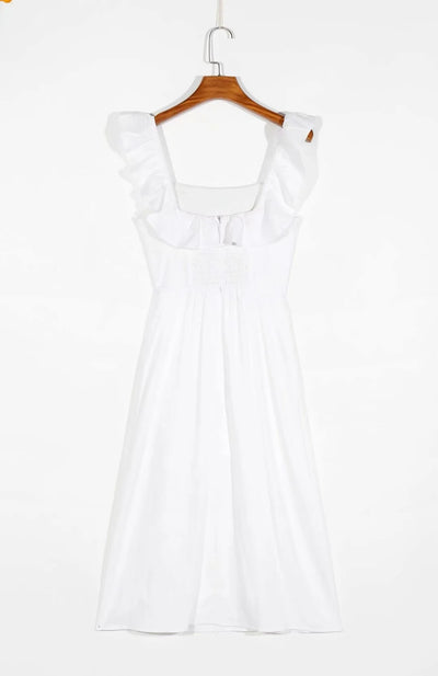 Vestido Blanco Ajustado con Cuello Volante - Image 12