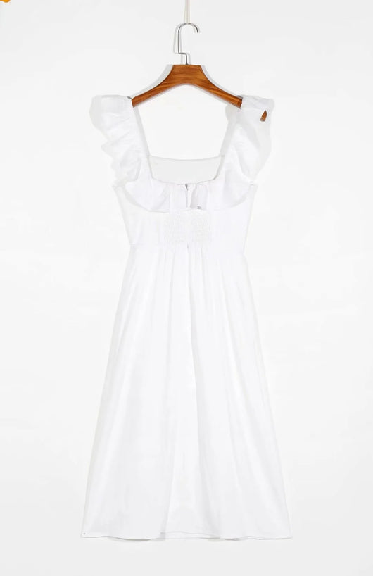 Vestido Blanco Ajustado con Cuello Volante - Image 12