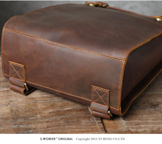 Mochila Escolar de Cuero Genuino Estilo Retro para Hombre - Image 3