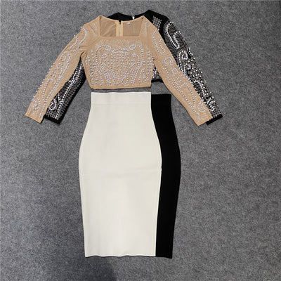 Conjunto Dos Piezas: Blusa Manga Larga con Tachuelas y Falda Midi - Image 6