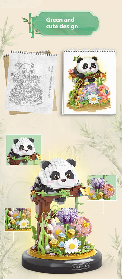 Ramo de Bloques Constructivos con Panda y Pájaro en Maceta Armable - Image 12