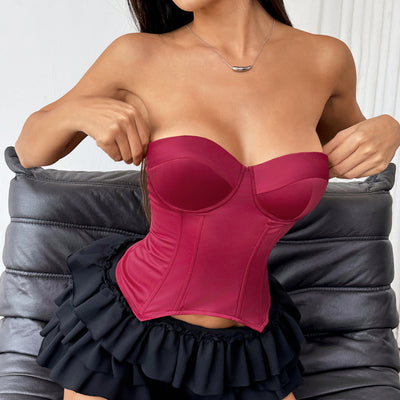 Bustier con Relleno en el Pecho y Cintura Anudada