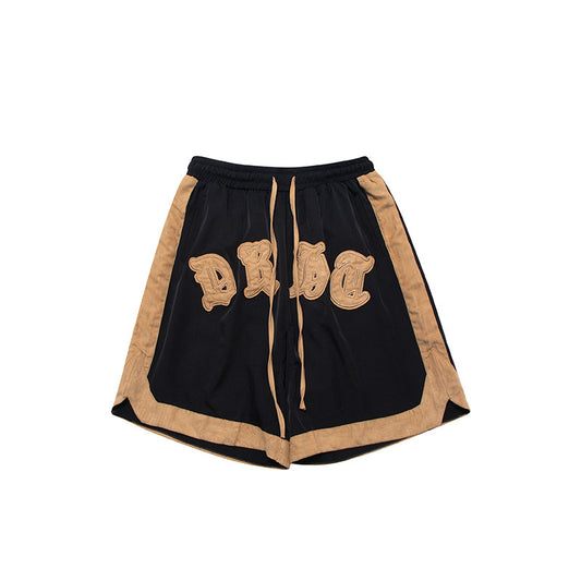 Shorts Góticos con Panel Bordado Estilo Urbano