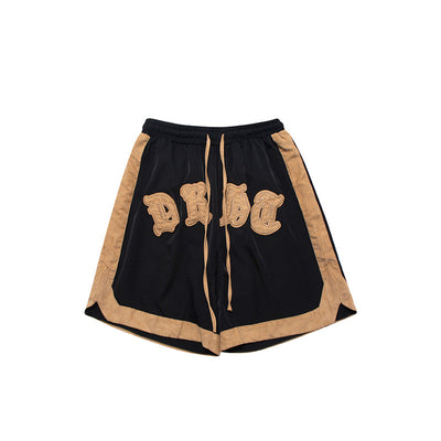 Shorts Góticos con Panel Bordado Estilo Urbano