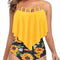 Bikini Talle Alto con Volantes y Estampado Girasoles Europeo