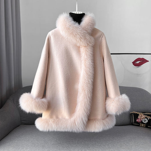 Abrigo Reversible de Lana y Pelaje para Mujer - Diseño Socialité Midi - Image 4